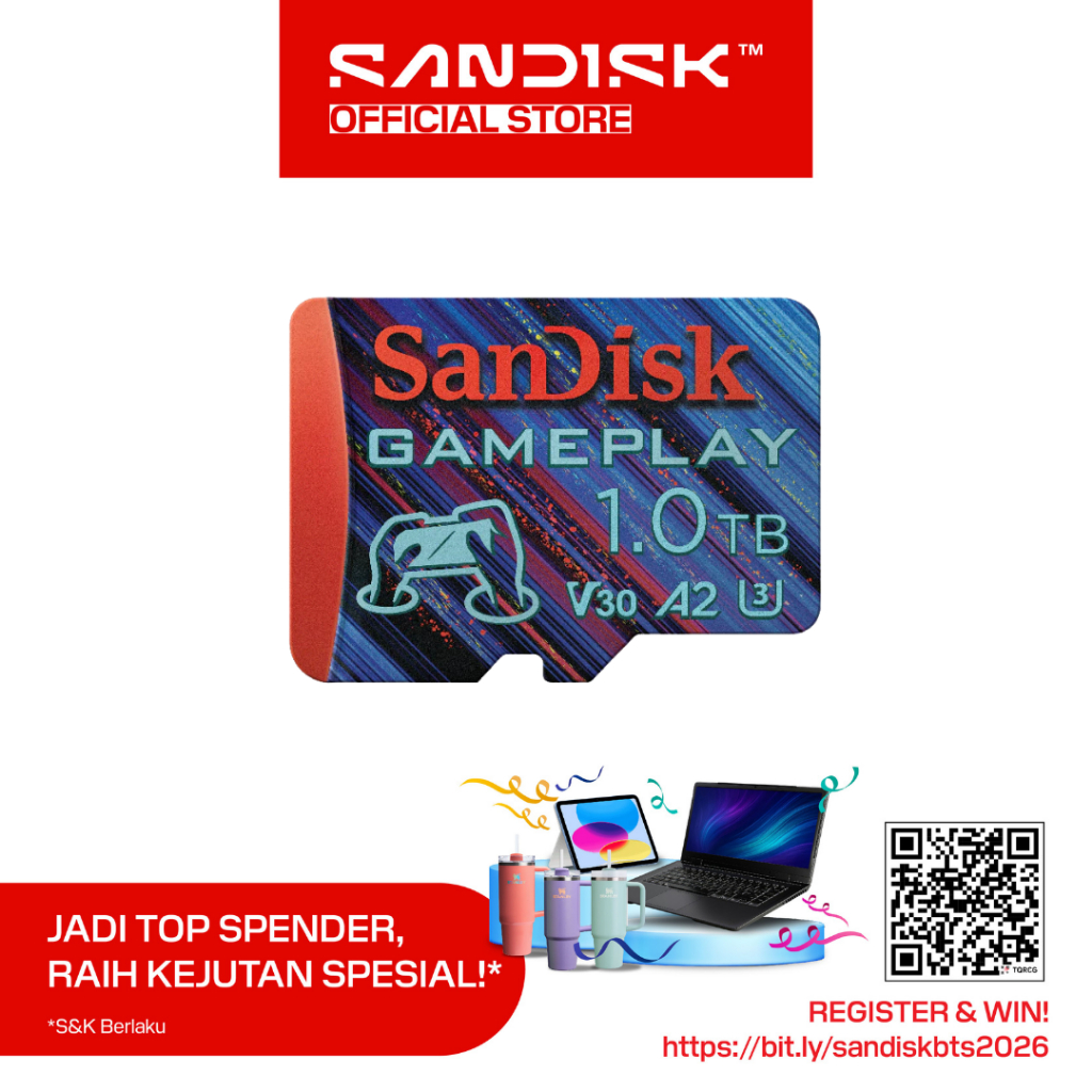 SANDISK microSDXC Card GamePlay 1TB A2 U3 For Mobile Gaming 4K (Up to 190MB/s) - Extreme Series