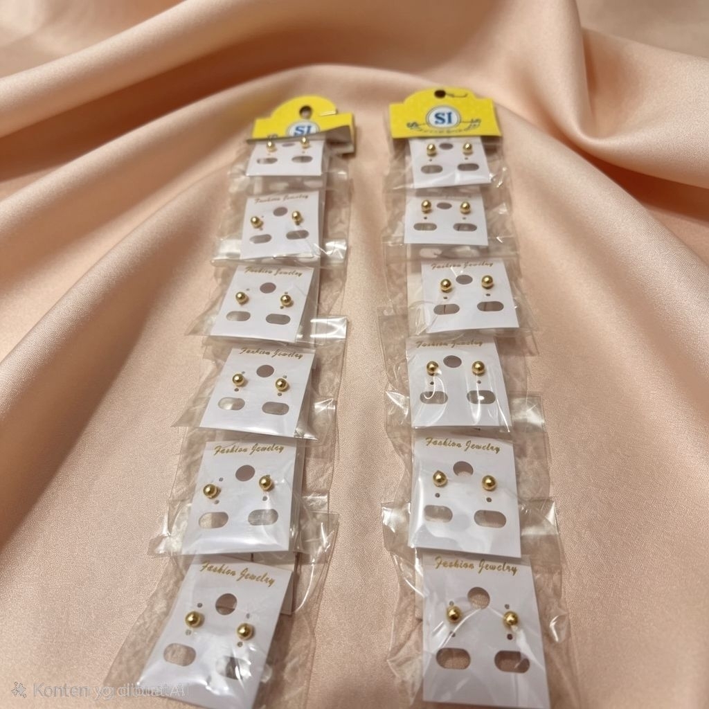 Grosir Anting giwang mutiara emas anting tusuk 6 pasang