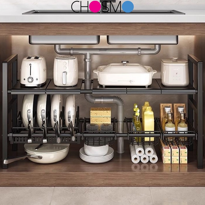 Rak Penyimpanan Dapur Rak Penyimpanan Dapur Rak Serbaguna Dapur Bawah Sinki Stainless Steel yang Dap