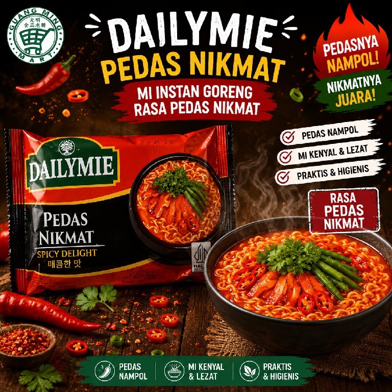 DAILYMIE Delight Spicy Noodle 80gr / Mie Instan Vegan Daily Mie Pedas Nikmat Allium Free