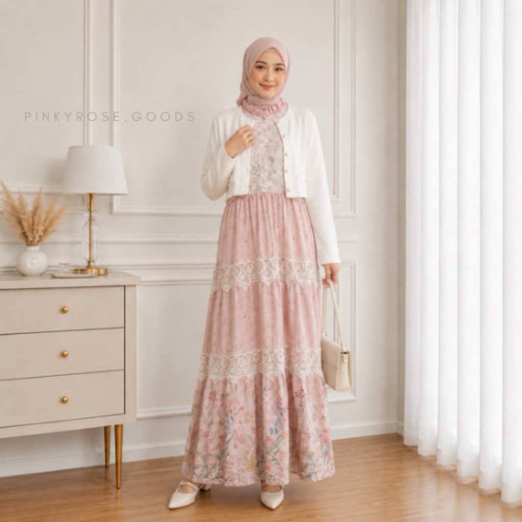 GAMIS VEST MEIJIWANG RENDA MOTIF FASHION WANITA