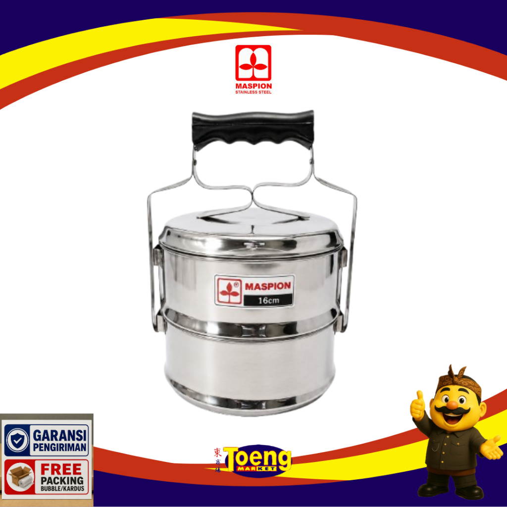 Rantang Stainless 16cm Susun 2 MASPION - RANTANG 16CM SUSUN 2 SS