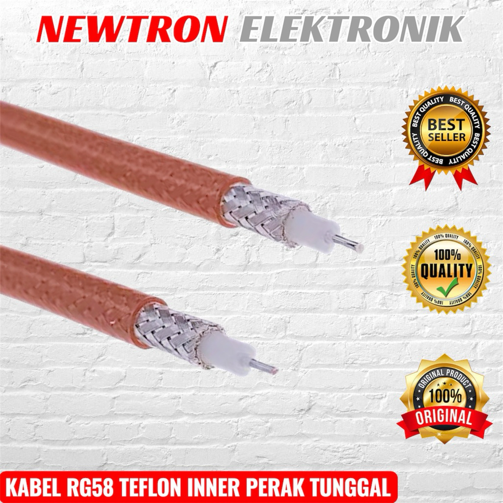 Kabel RG58 Teflon Inner Perak Tunggal 50 Ohm RG-58 Untuk Antena Mobil Radio Rig