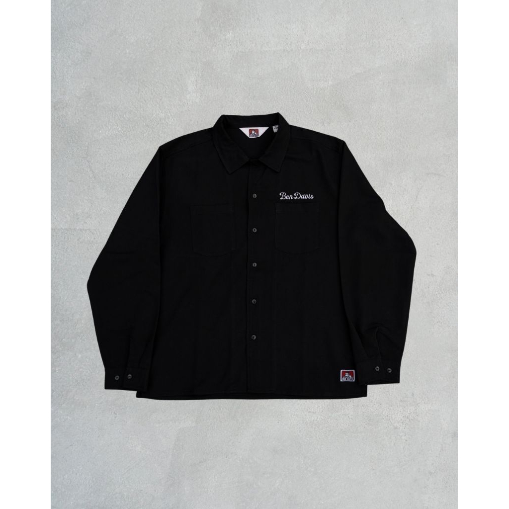 BEN DAVIS LONGSLEVEE EMBROIDERED WORK SHIRT BLACK