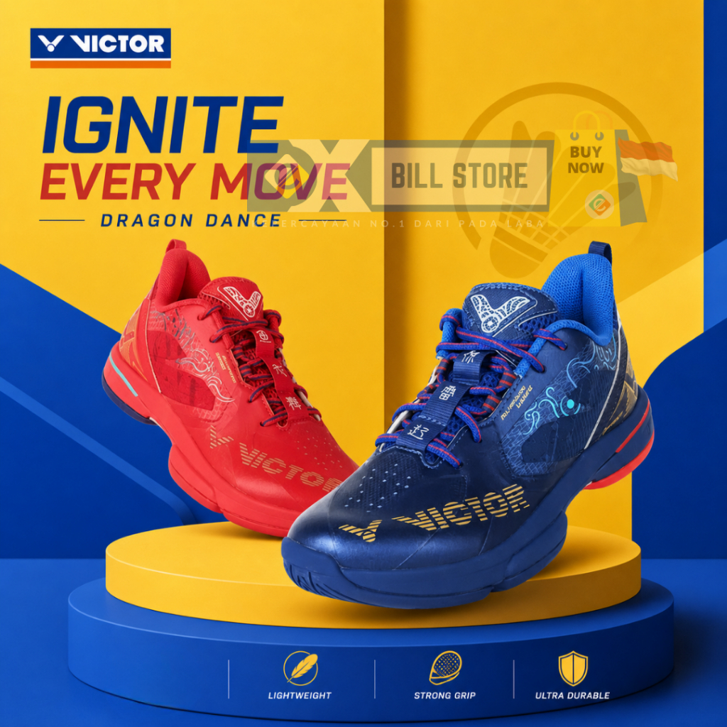 VICTOR Sepatu Badminton Thunder Plus BD Original - Sepatu Bulutangkis Pria Wanita Anti Slip Shock Ab