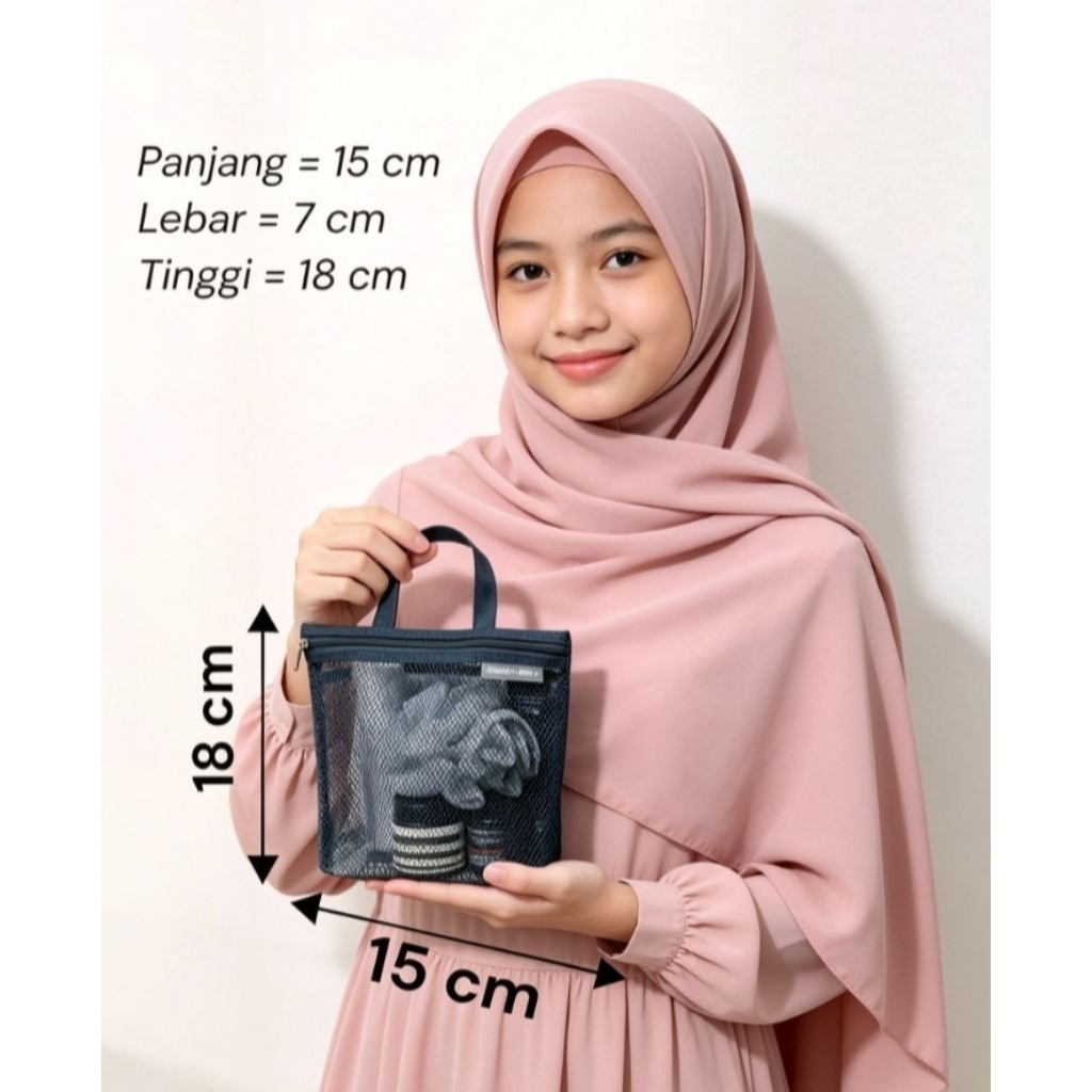 tas jaring tempat sabun mandi pouch travelling bahan jaring tebal