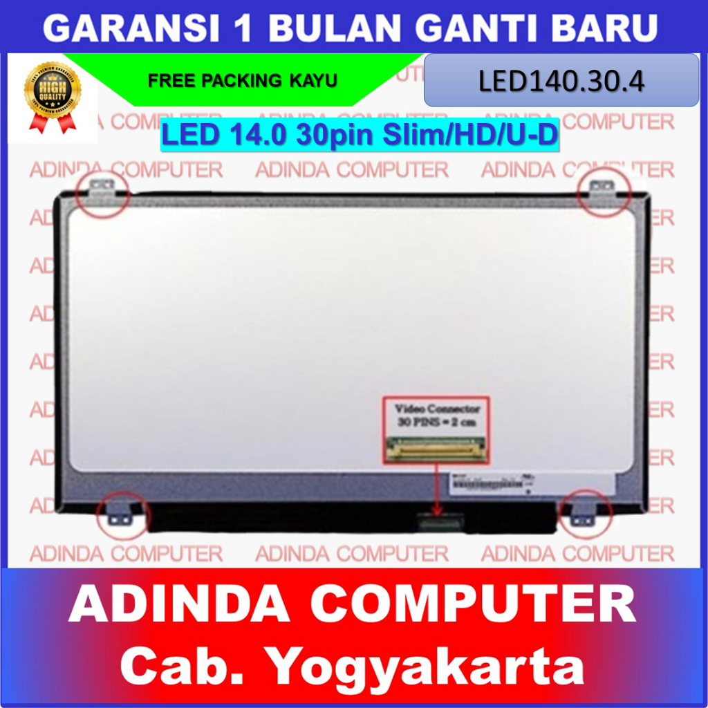 LCD LED Asus 14 Inch Slim 30 pin HD Baut Atas Bawah AB / Up Down U-D