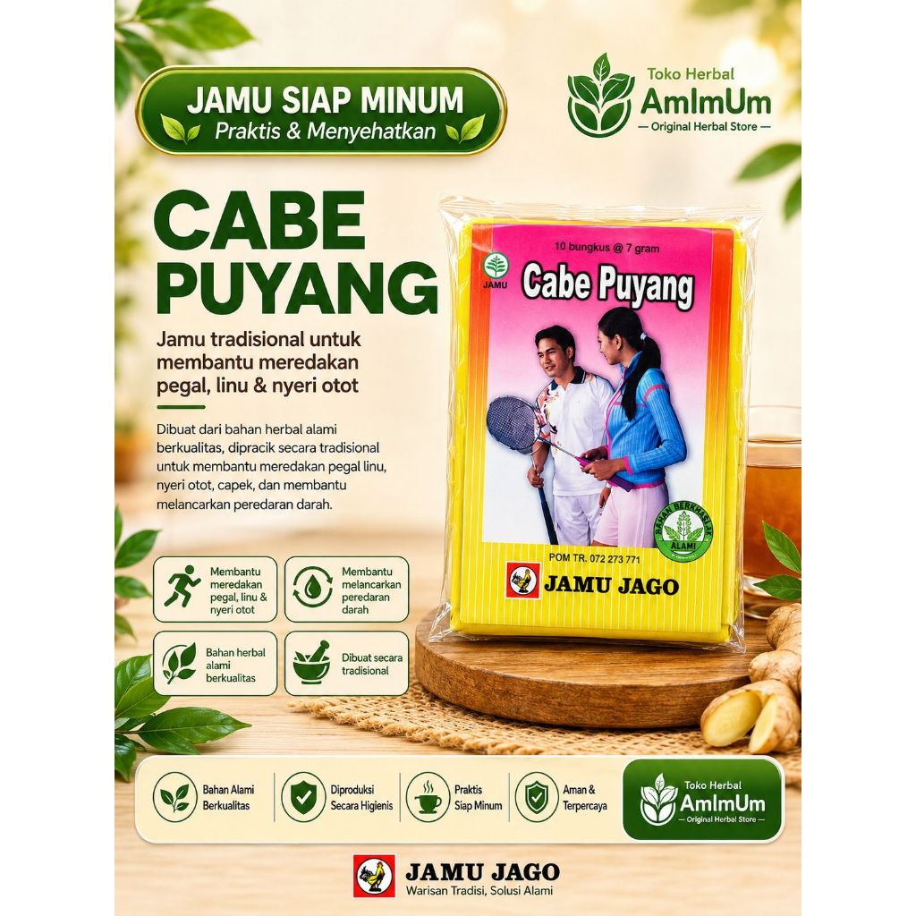 Cabe Puyang Jamu - Jamu Jago - Original/Asli - Isi 10 Sachet - Bantu Mengatasi Pegal Linu dan Menyeg