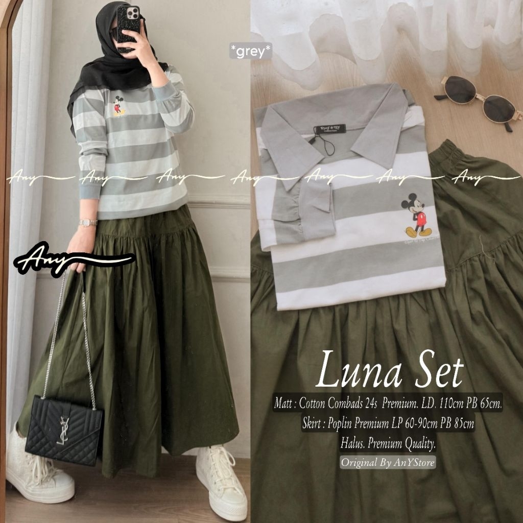COD set Luna / set atasan cotton rok poplin / set ORI ANY store