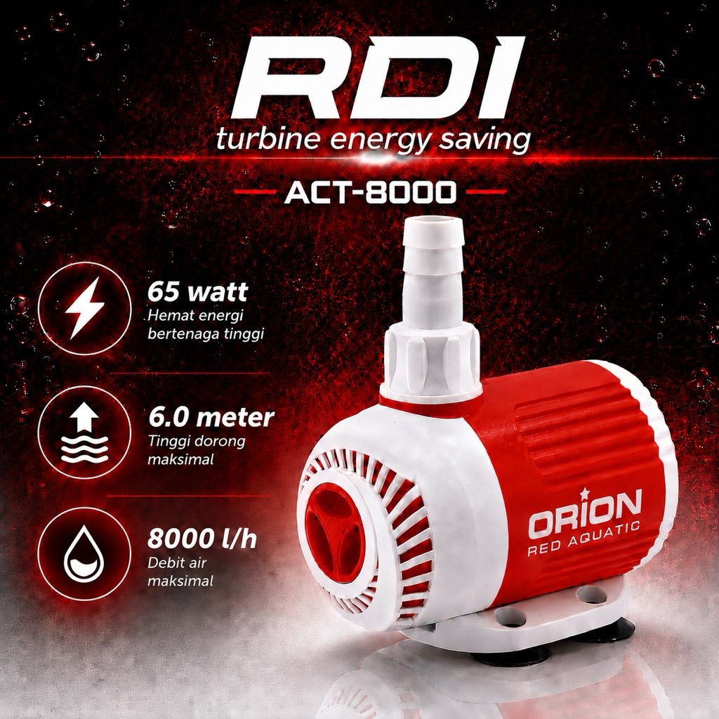 (GARANSI+BONUS) RDI-ACT 8000 TURBINE ENERGY AQUARIUM PUMP