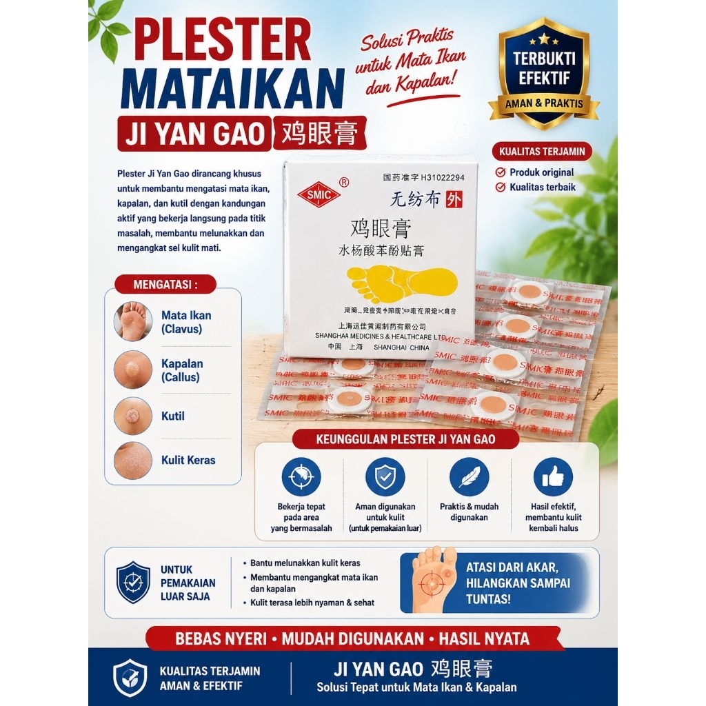 Plester Obat Mata Ikan, Kapalan, Dan Penghilang Kutil Paling Ampuh Plester Ji Yan Gao Original