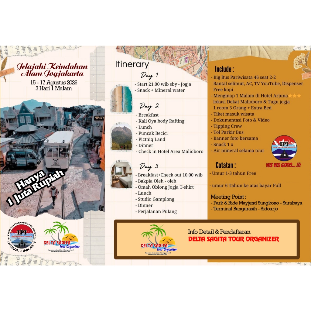 OPEN TRIP YOGYAKARTA JOGJA 3 HARI 1 MALAM
