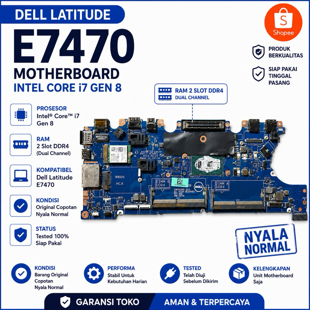 MOTHERBOARD Dell Lattitude E7470 Intel Core i7 Gen 8 Nyala Normal