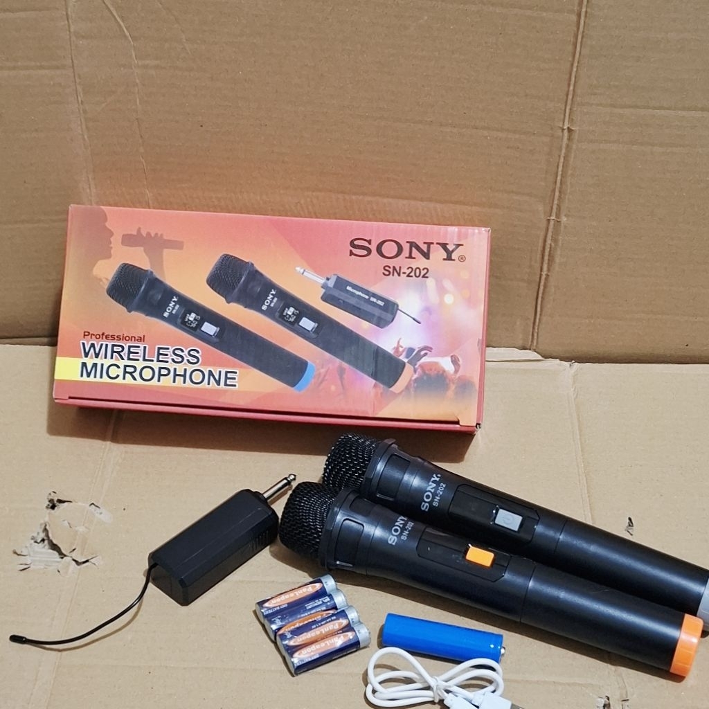 MIC / MIKROFON SONY SN 202 2 MIC WIRELESS PLES BATRAI MIC TANPA KABEL