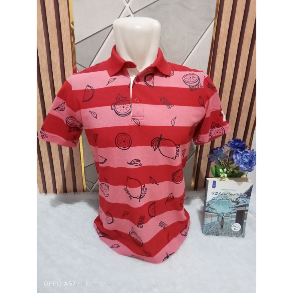 kaos kerah polo JDX salur motif