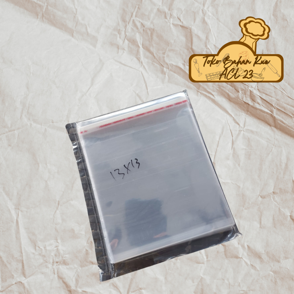 Plastik OPP 13 x 13/Plastik OPP Roti Kue Kopi Lapis Cookies Pie Seal Lem Bening Ukuran 13 x 13