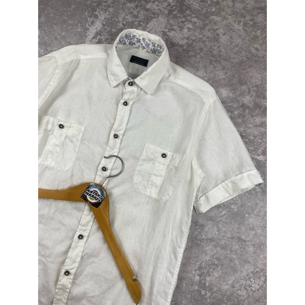 Zara man original linen white short shirt