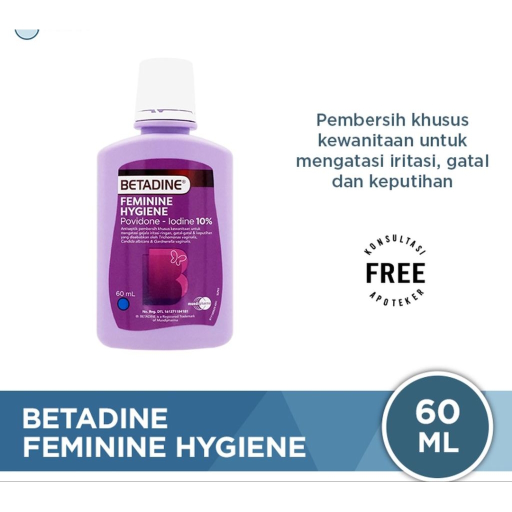 Betadine Feminine Hygiene Pembersih Kewanitaan 60ml - Betadine Feminine Wash