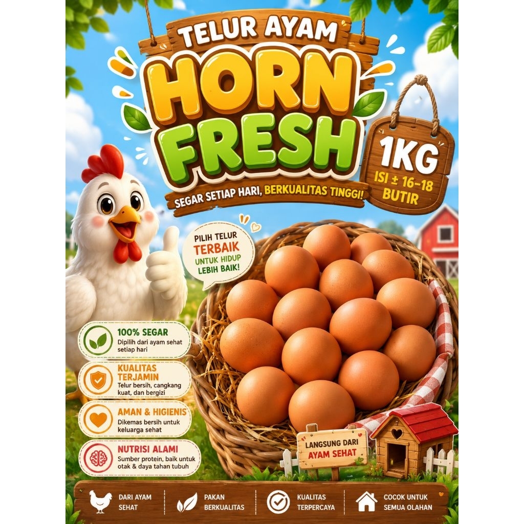 [INSTANT PAITON SEKITARNYA] TELUR AYAM HORN/NEGERI 1KG | FRESH