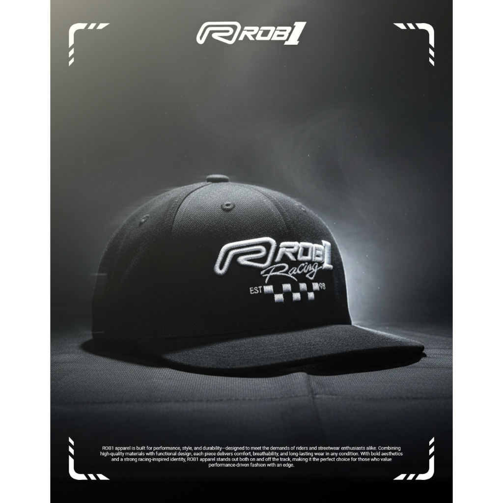 TOPI SNAPBACK ROB1 BLACK GRID