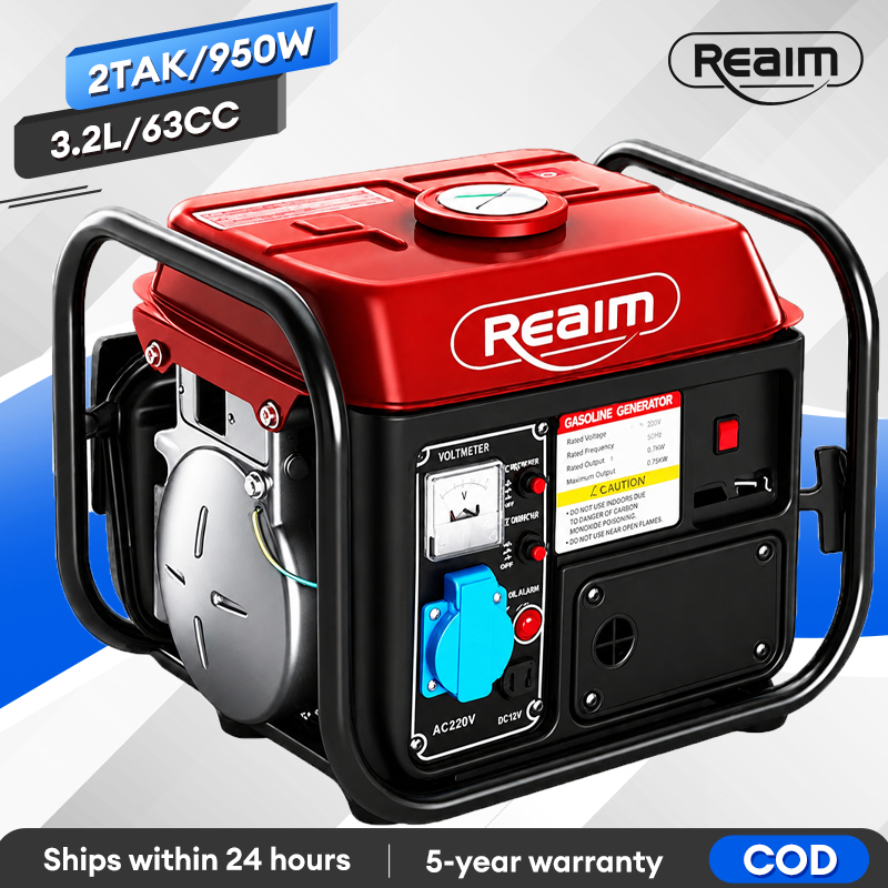 Reaim Mesin Genset 950Watt Power Pembangkit Listrik AVR 63CC Genset Portable Genset Mini Portable