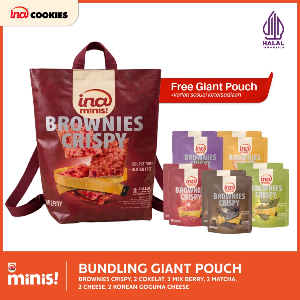 Bundling Giant Mixberry  Brownies Crispy Pouch (Brownies Crispy Original 2 - Brownies Crispy Cheese 