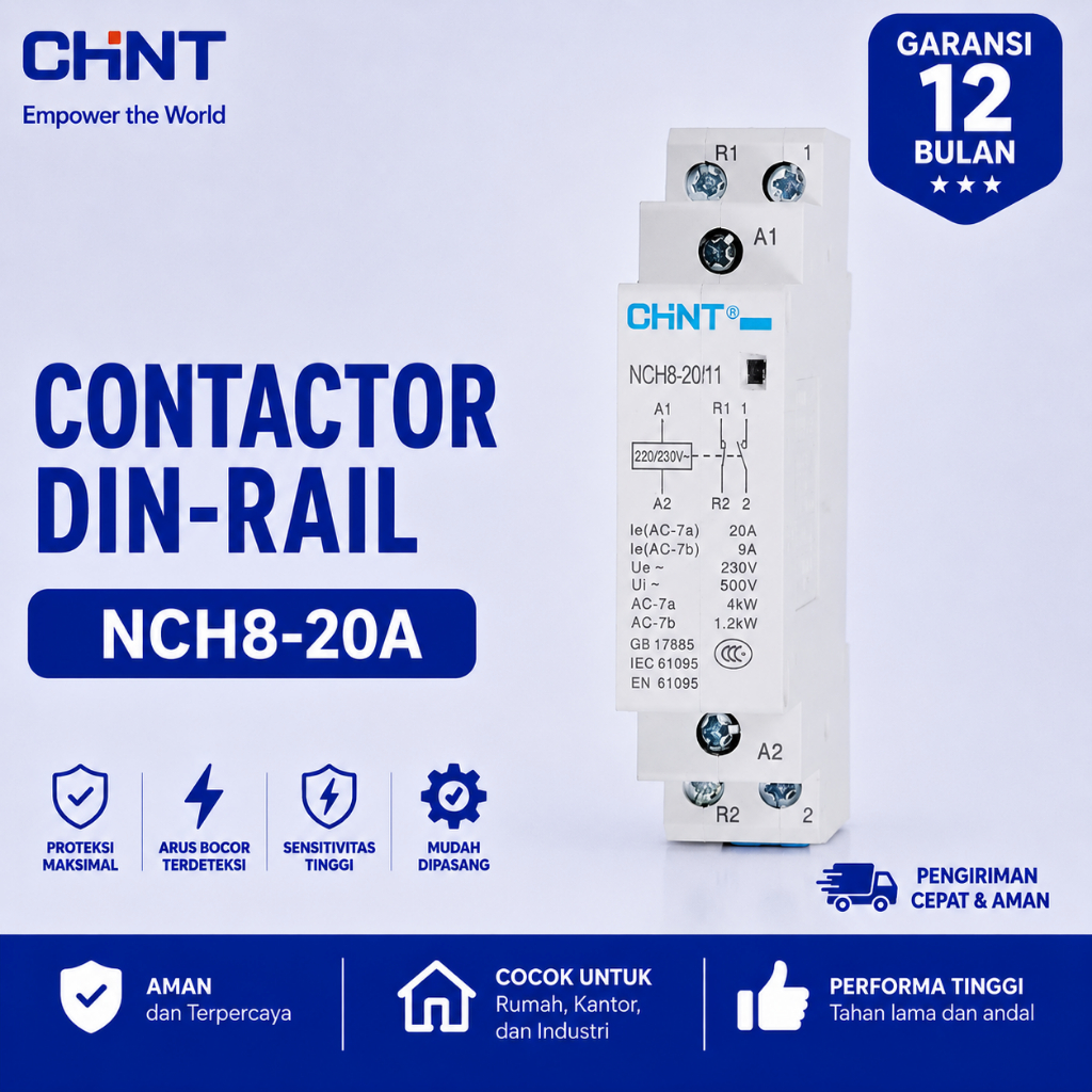 CONTACTOR CHINT MODULAR DIN RAIL NCH8-20 AC KONTAKTOR