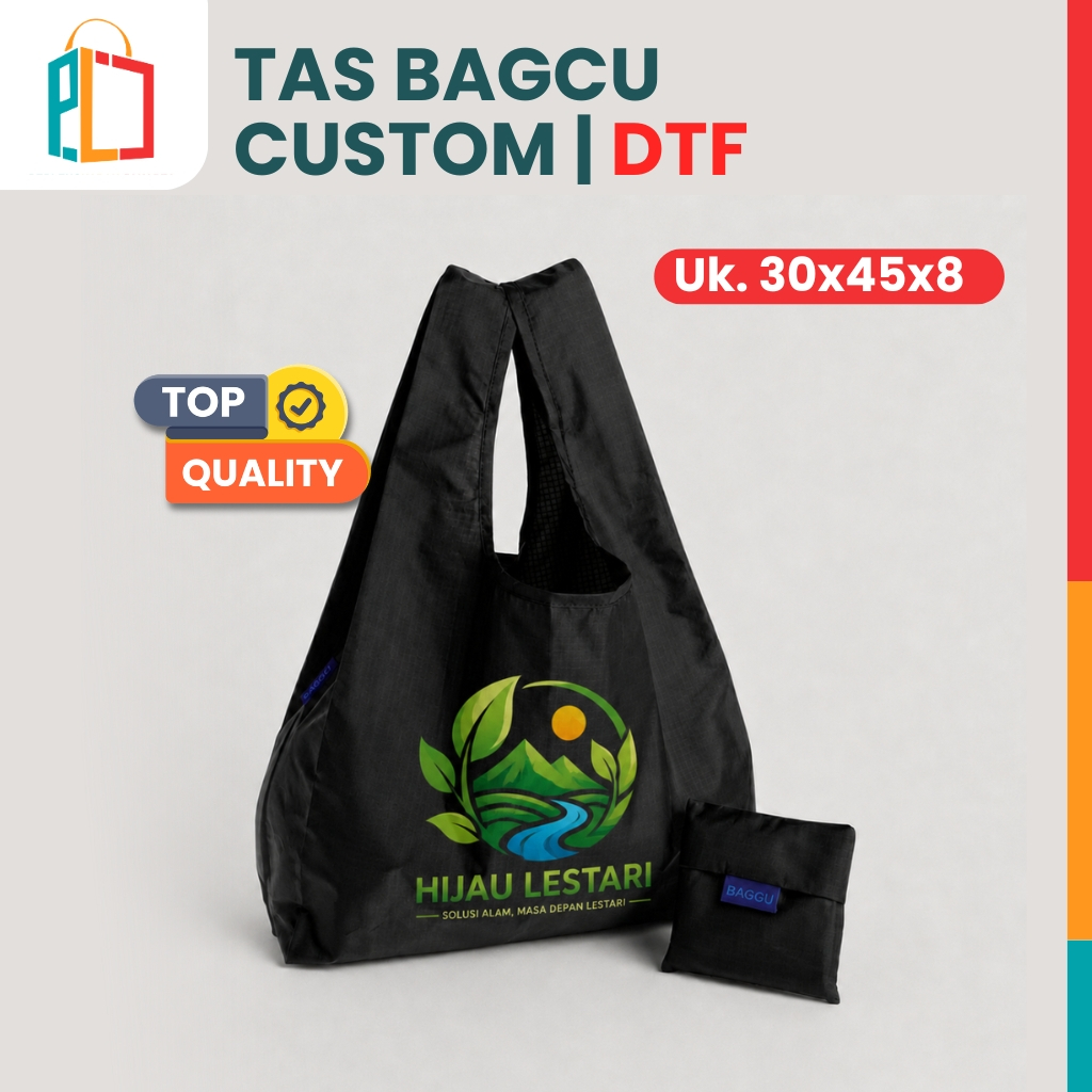Tas Supermarket Baggu Bagcu Custom DTF Full Warna Modis Lipat Praktis Tas Belanja Shopping Bag Jinji