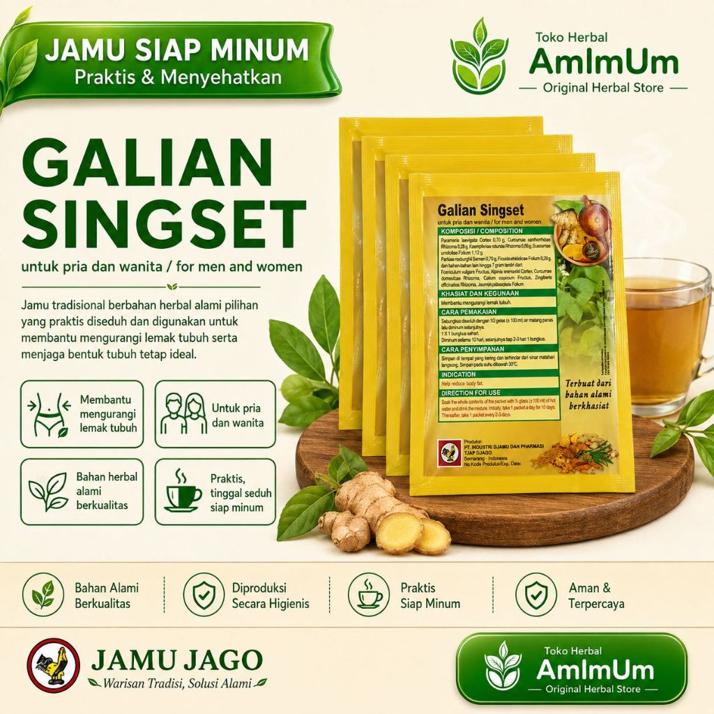 Galian Singset Jamu - Jamu Jago - Original/Asli - Isi 10 Sachet - Bantu mengurangi lemak tubuh