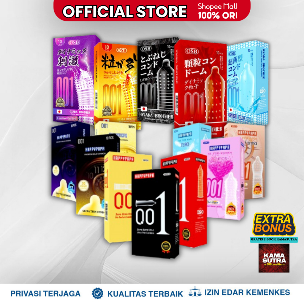 [Dikirim Rahasia] Kondom 001 Happypapa All Varian Gerigi Tipis Ice Hot - Izin Kemenkes