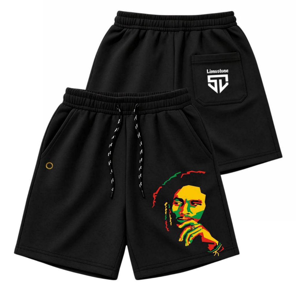 Broadshort Pria Fleece / Celana Pendek Pria Fleece Bob Marley