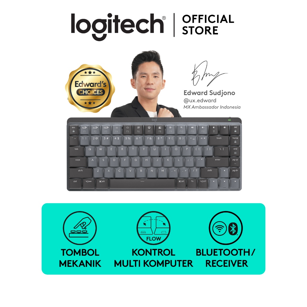 Logitech MX Mechanical Mini Keyboard Nirkabel Grafite