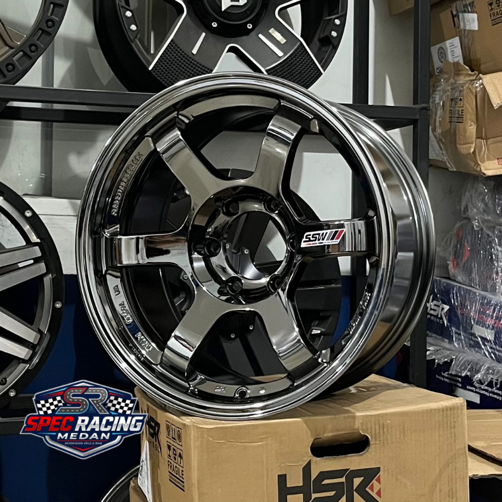 velg TE37 R18 black chrome untuk pajero fortuner triton hilux dll