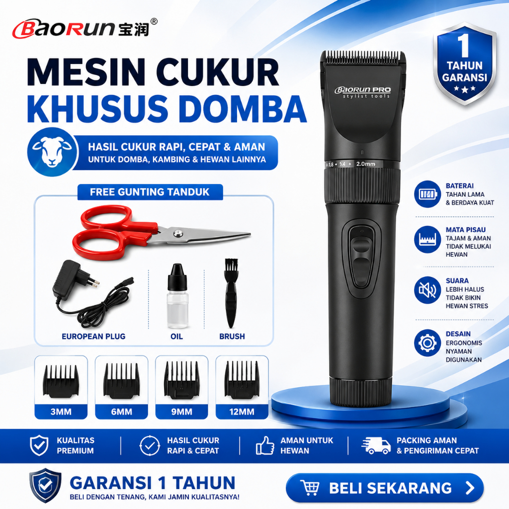 baorun p7 original | mesin cukur domba baorun original
