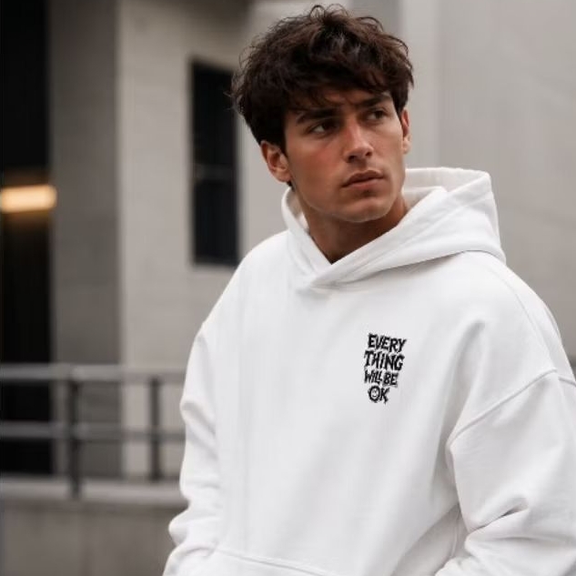 Hoodie ALDENAIRE cotton Fleece Premium EVERYTHING WILL BE OK