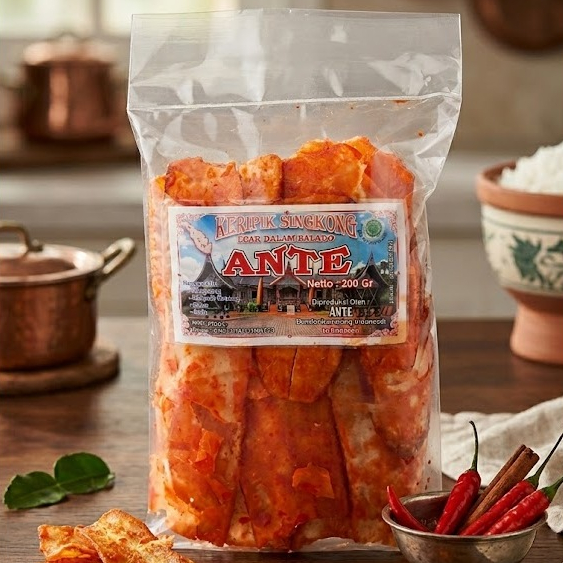 (Kecil 200gr) Keripik Singkong Balado Padang ANTE SANJAY Lampung / Kripik singkong pedas manis