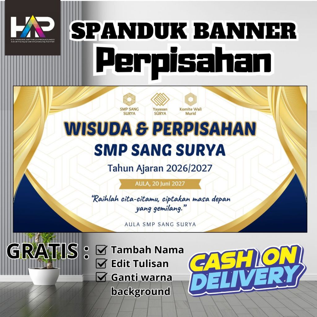 Backdrop Graduation Banner Wisuda Custom Logo Nama Sekolah Universitas Instansi Spanduk Selamat Wisu