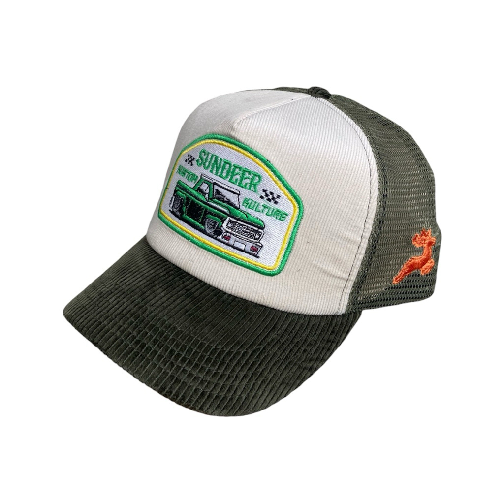Sundeer Trucker Corduroy Hat Green Cream