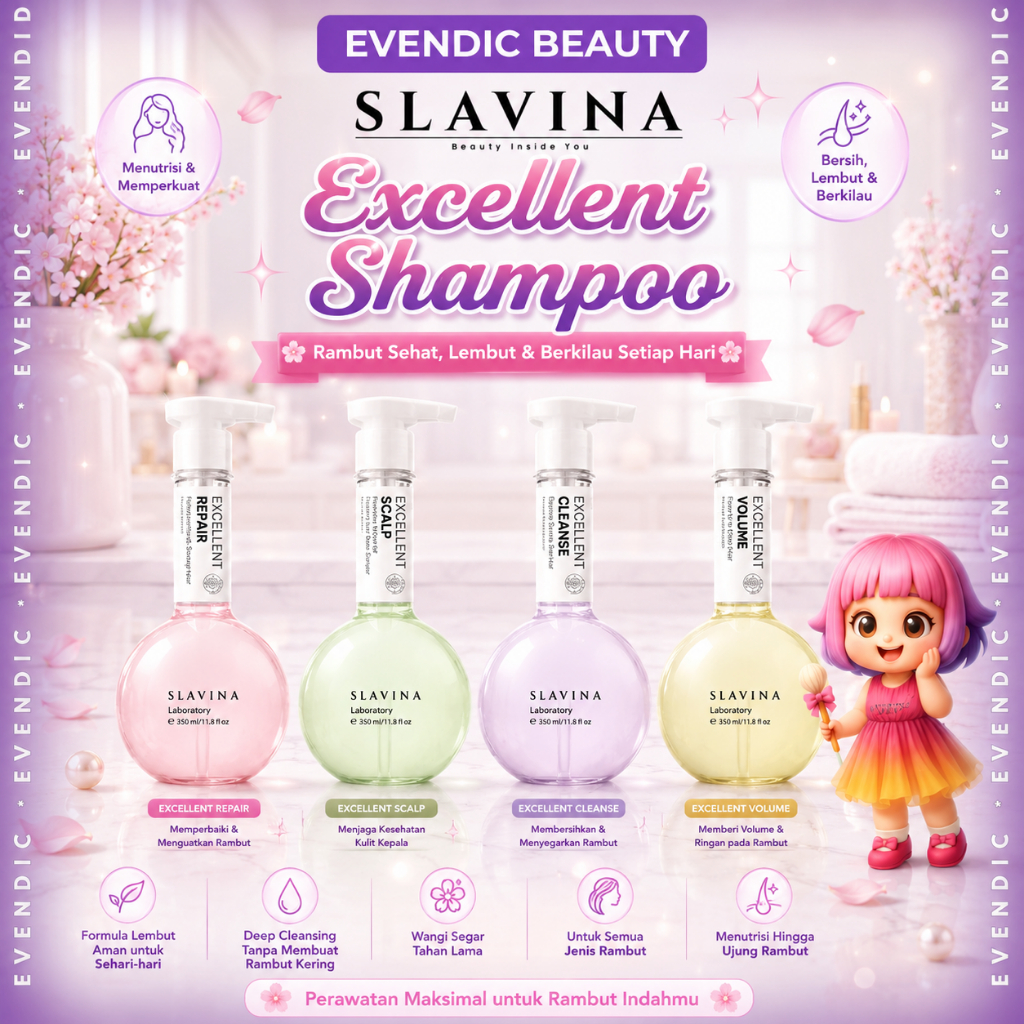 SLAVINA Excellent Shampoo Dengan Rice Protein 350Ml -All Series | Evendic Beauty
