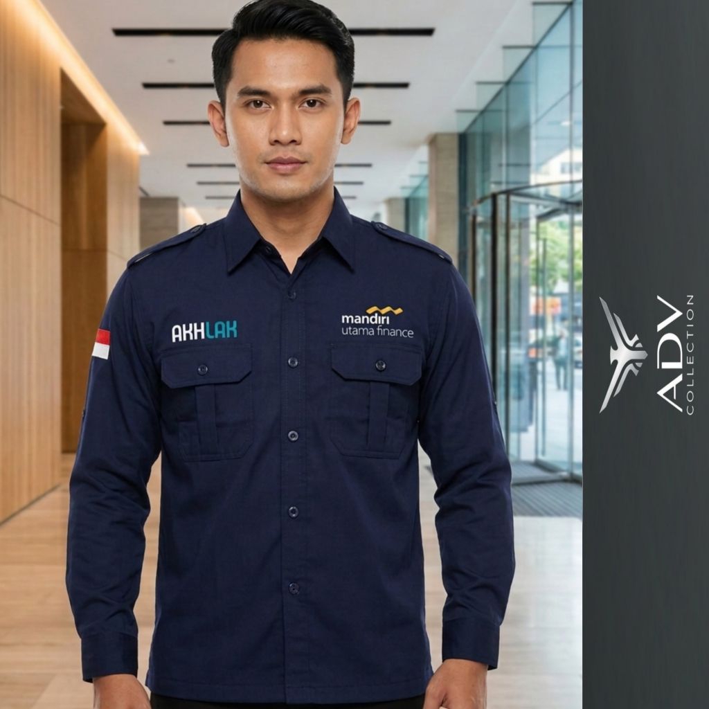 Kemeja Kerja Mandiri Utama Finance Akhlak Premium / Baju Seragam Dinas Mandiri Utama Finance Bahan D