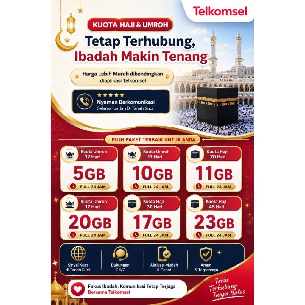 Paket Data Umroh / Haji Telkomsel . Kuota roaming Arab saudi