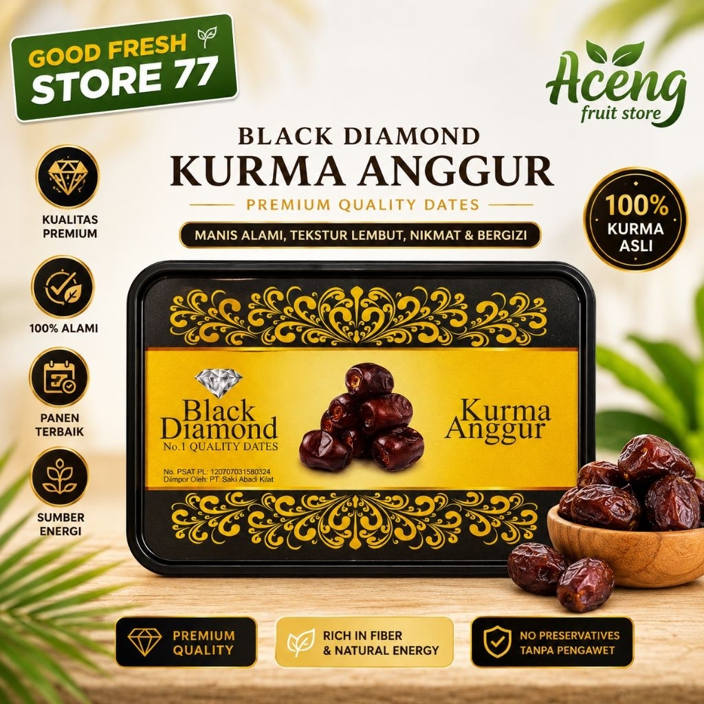 Kurma Anggur Black Diamond Kurma No 1 Quality Dates Pack -+550 Gram