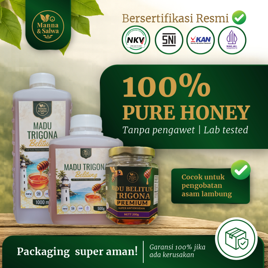 Madu Trigona Belitung Asli Bersertifikat Lengkap Super Antioksidan manna&salwa