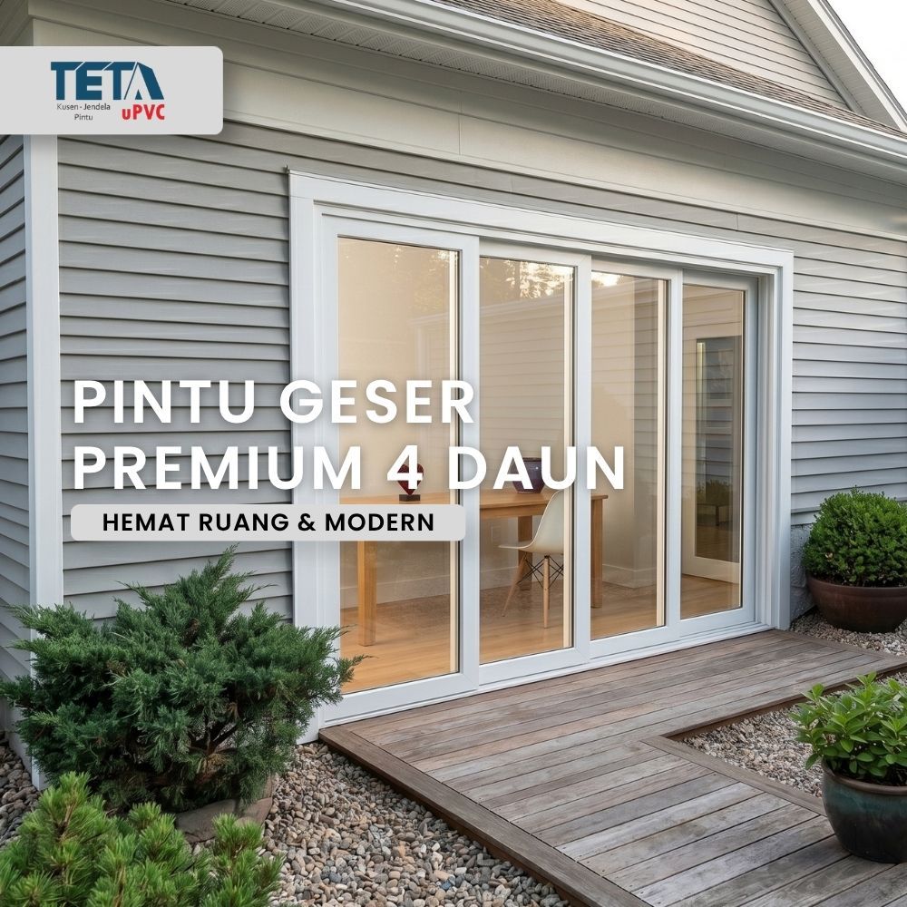 Pintu Geser UPVC 4 Daun Sliding Door Sekat Pembatas Ruangan Custom - Teta UPVC