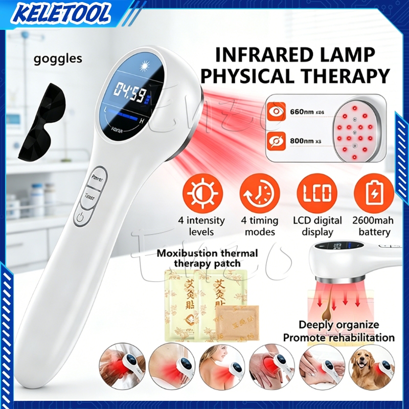 Alat Terapi Kesehatan 650nm + 808nm Laser 17 laser 4 Intensitas Alat Lampu Infrared Fisioterapi Tera