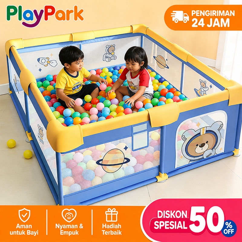 PlayPark Pagar permainan Anak Baby Playpen Pagar Mainan Anak Box Baby Playpen Safe
