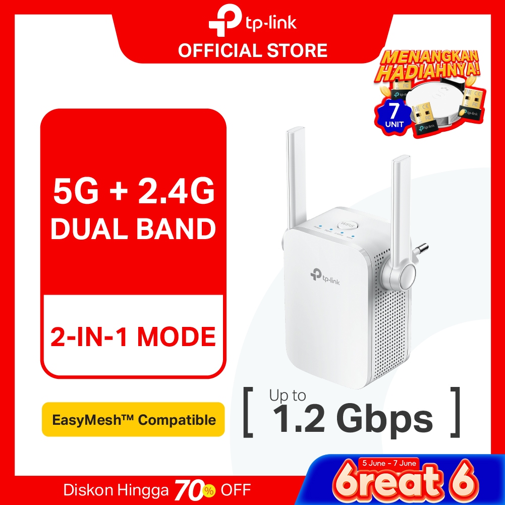 TP-Link RE305 | AC1200 WiFi 5 Extender | Penguat Sinyal | Repeater | Dual Band | Mesh | Access Point