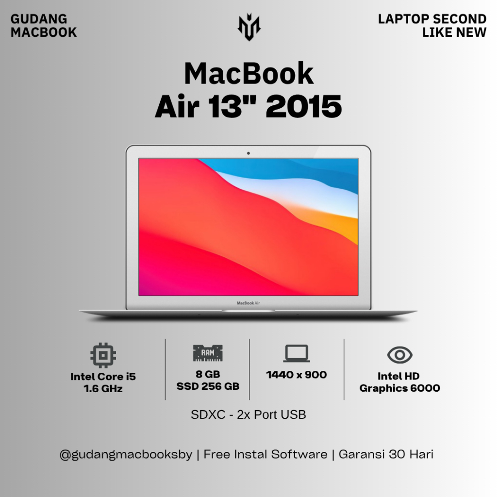 Macbook Air 2015 Core i5 Ram 8GB SSD 256GB 13inch