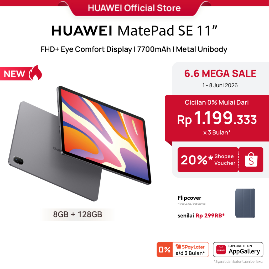 [6.6 | Voucher s/d 20% | TOP 1] HUAWEI MatePad SE 11" Tablet [up to 8+128GB] | FHD+ Eye Comfort Disp