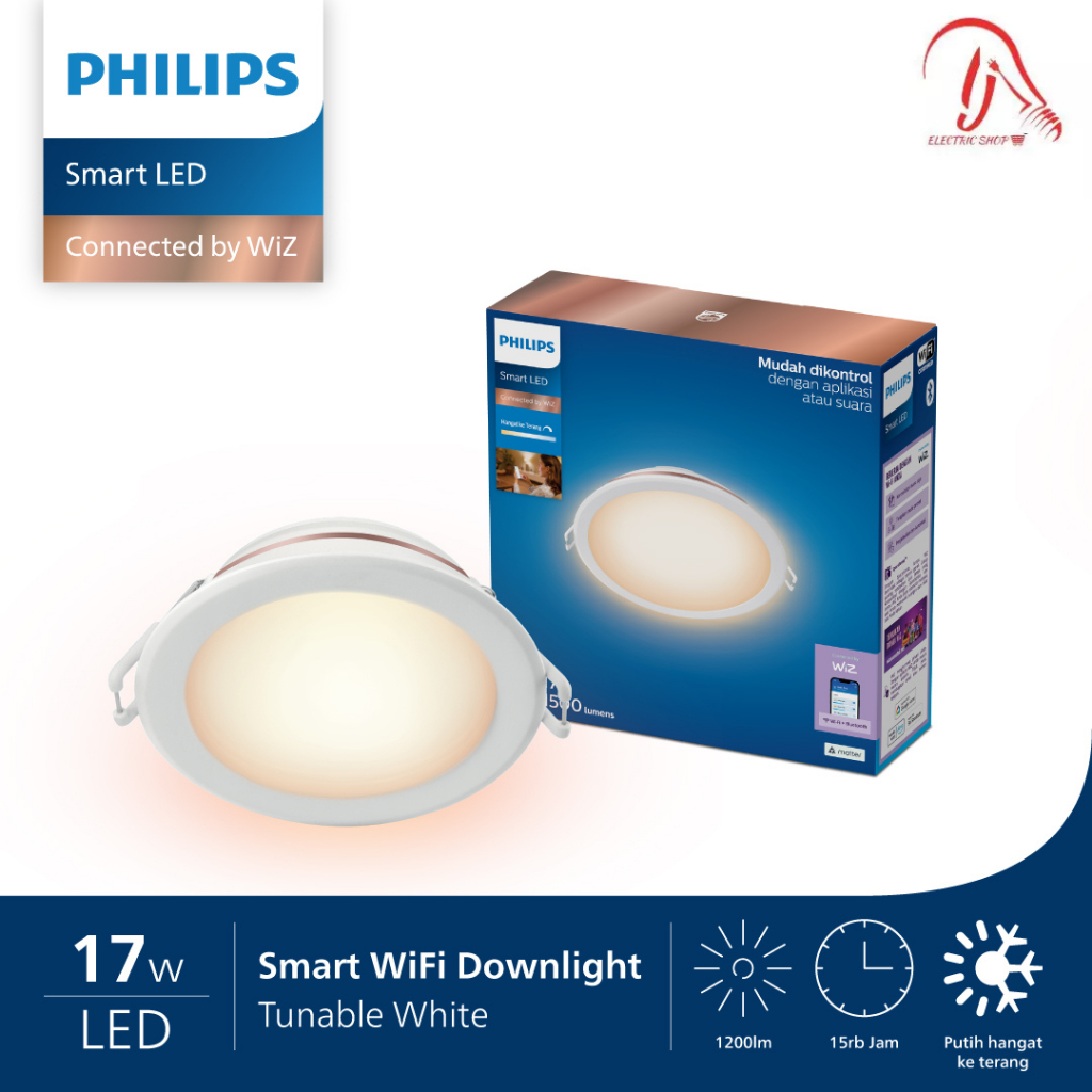 LAMPU PHILIPS SMART LED DOWNLIGHT TUNABLE WHITE 17 WATT PHILIPS LED PANEL WIFI IB BULAT 17WATT PHILI